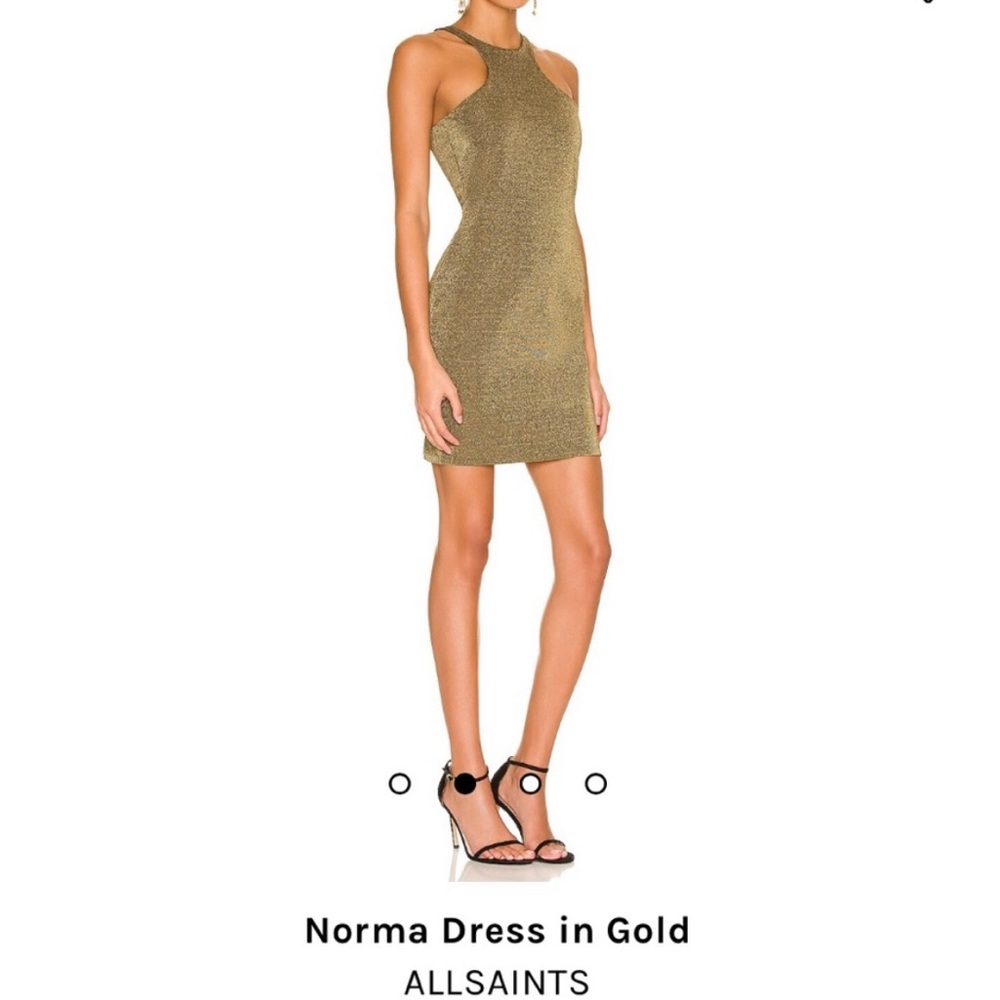 ALL SAINTS GOLD NORMA MINIDRESS, size 4